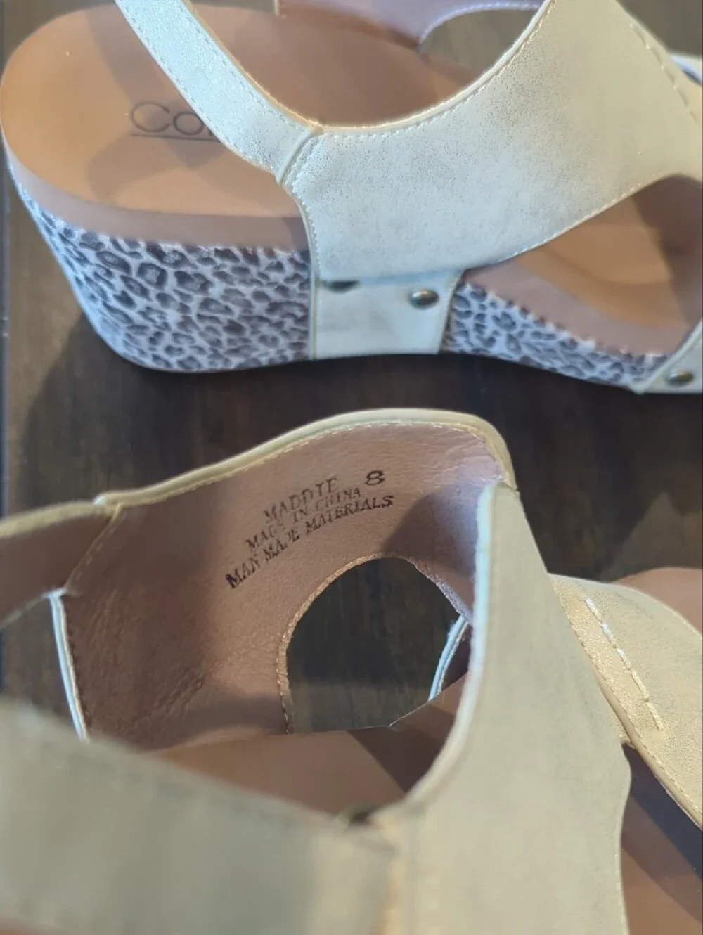Corky's Wedge sandals Size 8 Leopard And Gold